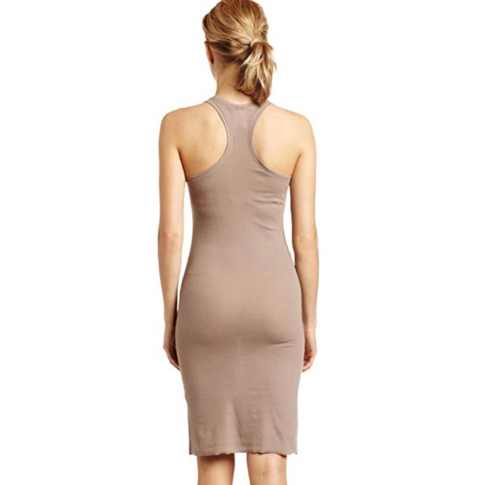 BCBGMaxazria Hazel Tank Dress in Gravel Taupe Lyocell Ribbed Knit Racerback M - Picture 10 of 11
